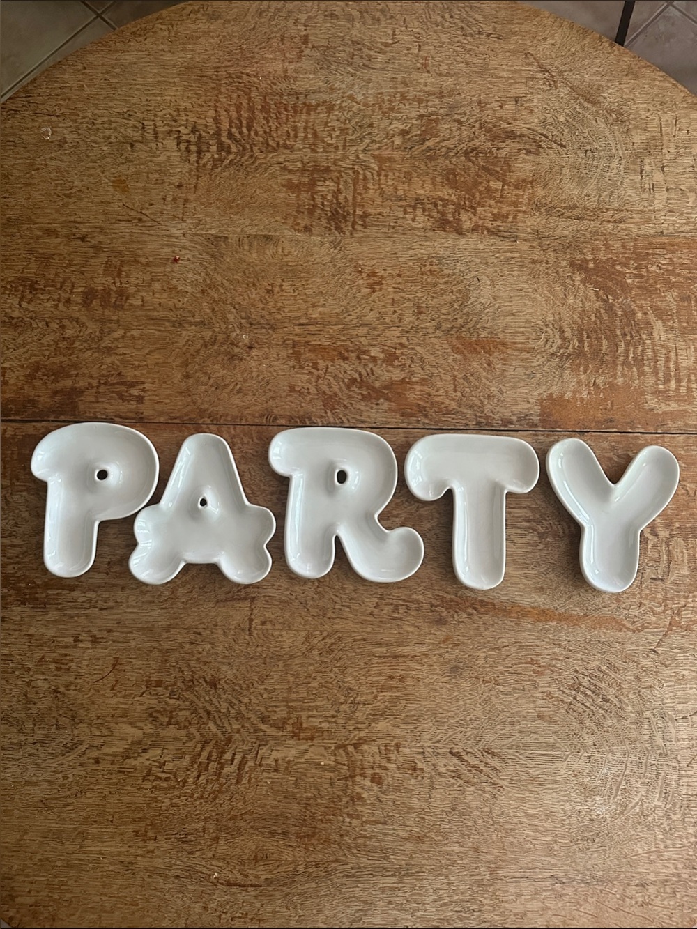 White 'PARTY' Ceramic Letter Serving Dishes - Home Party Supplies